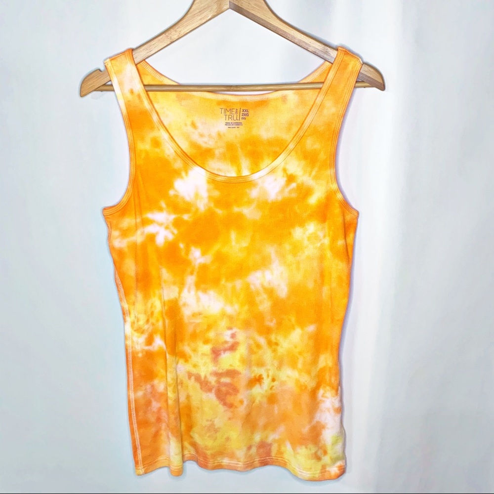Custom Dreamsicle Orange Yellow Tie Dye Tank XXL